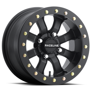 Raceline A71B Mamba 15x7in / 4x156 BP / 0mm Offset / 132.5mm Bore - Satin Black Beadlock Wheel