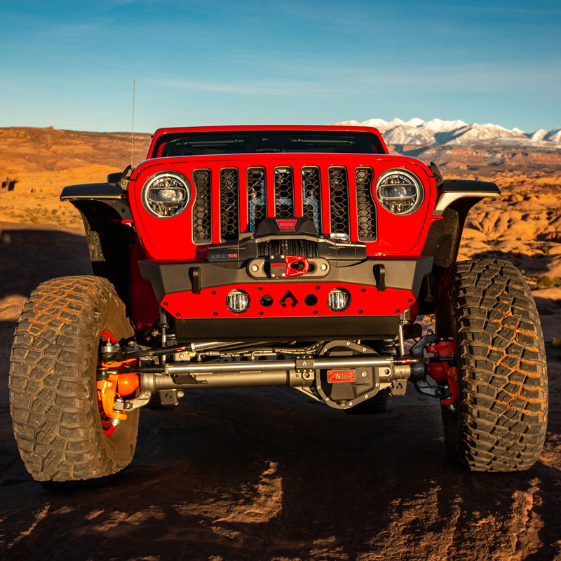 Bare Steel Nighthawk Front Bumper with Aluminum Skid for JK, JL, and JT - Bare Steel Artec Industries